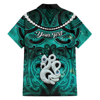 Personalised Maori Matariki Manaia Turquoise Family Matching Off The Shoulder Long Sleeve Dress and Hawaiian Shirt Maori Kowhaiwhai Pattern Galaxy