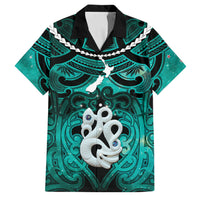 Personalised Maori Matariki Manaia Turquoise Family Matching Summer Maxi Dress and Hawaiian Shirt Maori Kowhaiwhai Pattern Galaxy