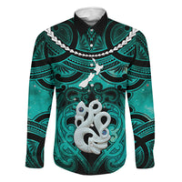 Personalised Maori Matariki Manaia Turquoise Family Matching Tank Maxi Dress and Hawaiian Shirt Maori Kowhaiwhai Pattern Galaxy