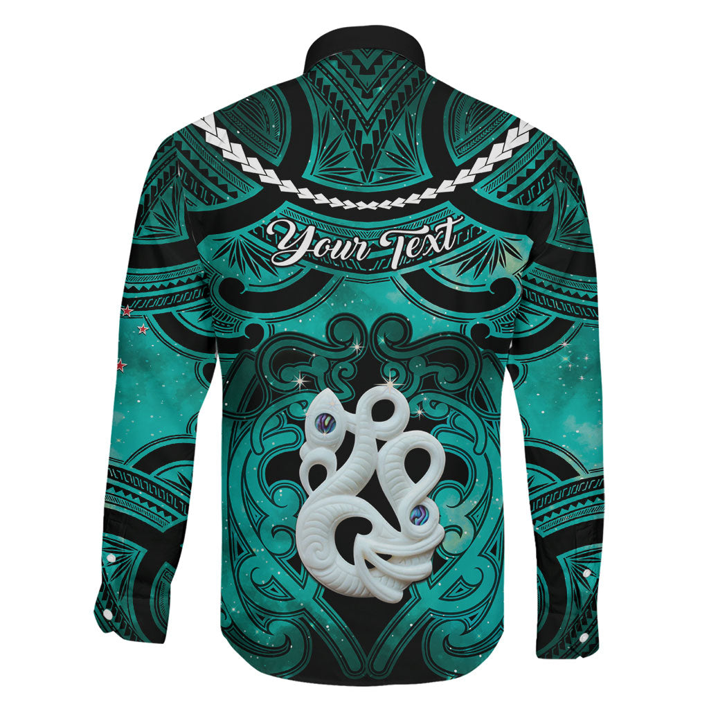 Personalised Maori Matariki Manaia Turquoise Family Matching Tank Maxi Dress and Hawaiian Shirt Maori Kowhaiwhai Pattern Galaxy