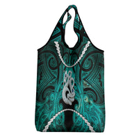 Maori Matariki Manaia Turquoise Grocery Bag Maori Kowhaiwhai Pattern Galaxy LT01 - Polynesian Pride