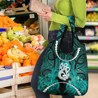 Maori Matariki Manaia Turquoise Grocery Bag Maori Kowhaiwhai Pattern Galaxy LT01 - Polynesian Pride