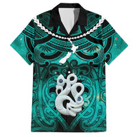 Personalised Maori Matariki Manaia Turquoise Hawaiian Shirt Maori Kowhaiwhai Pattern Galaxy LT01 Turquoise - Polynesian Pride
