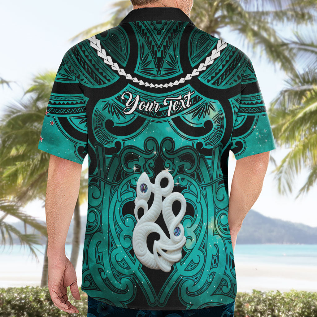 Personalised Maori Matariki Manaia Turquoise Hawaiian Shirt Maori Kowhaiwhai Pattern Galaxy LT01 - Polynesian Pride