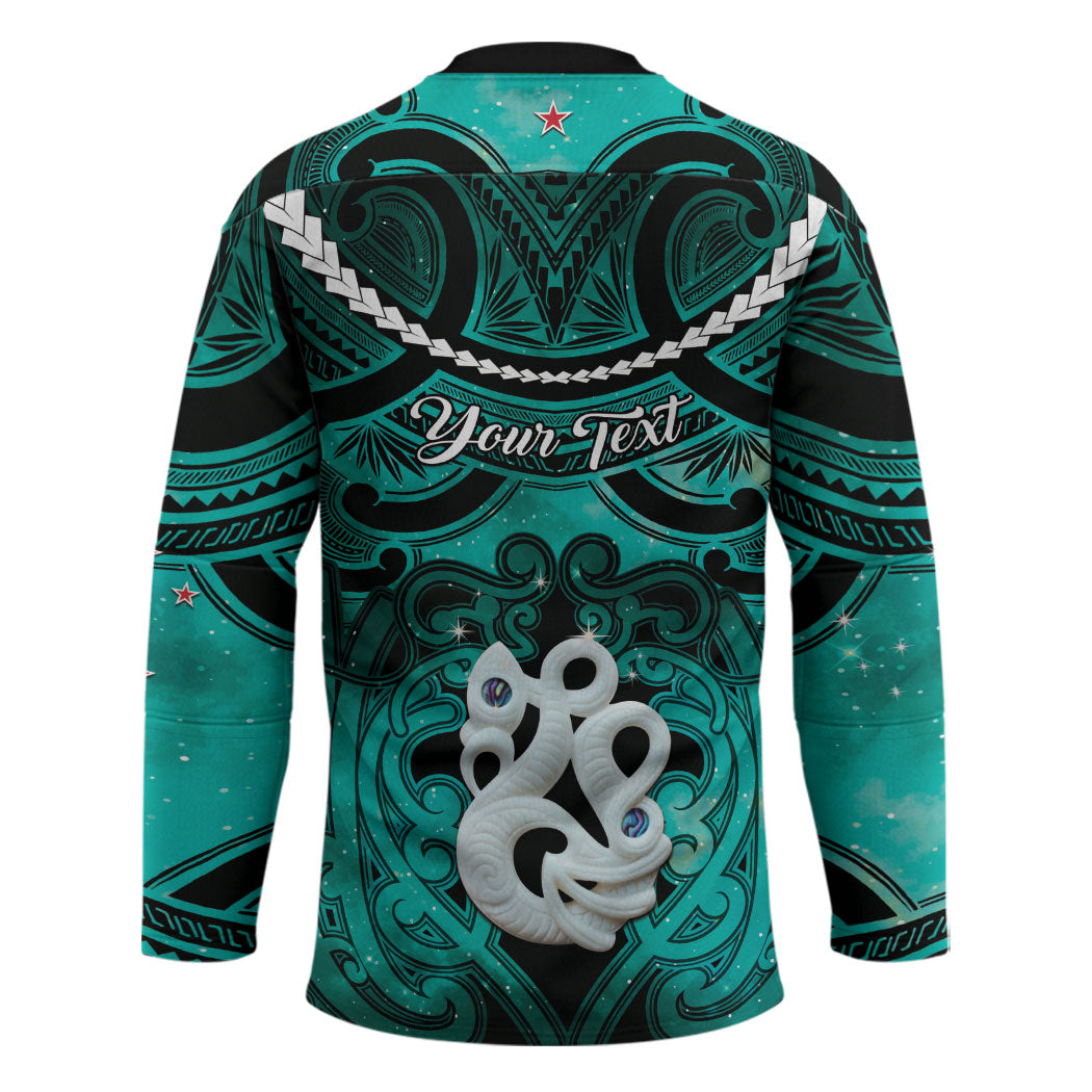 Personalised Maori Matariki Manaia Turquoise Hockey Jersey Maori Kowhaiwhai Pattern Galaxy LT01 - Polynesian Pride