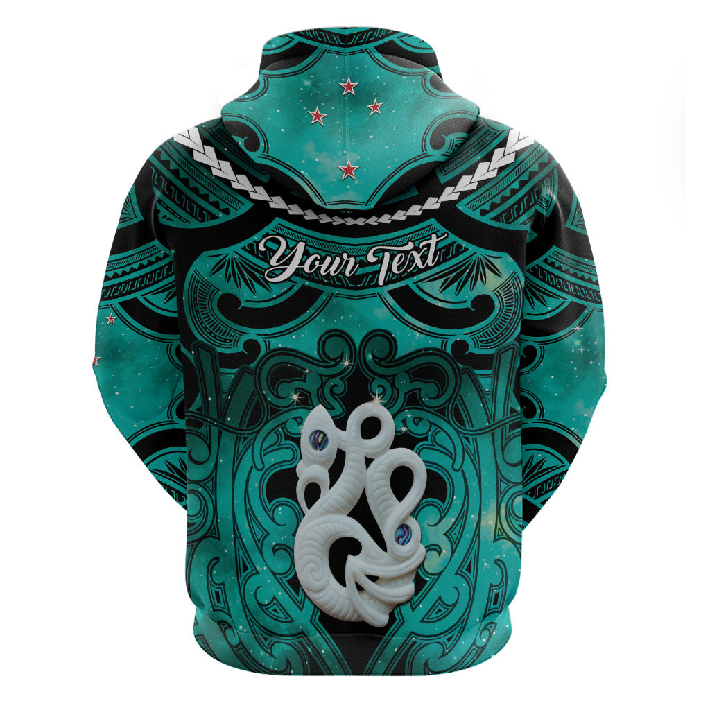 Personalised Maori Matariki Manaia Turquoise Hoodie Maori Kowhaiwhai Pattern Galaxy LT01 - Polynesian Pride