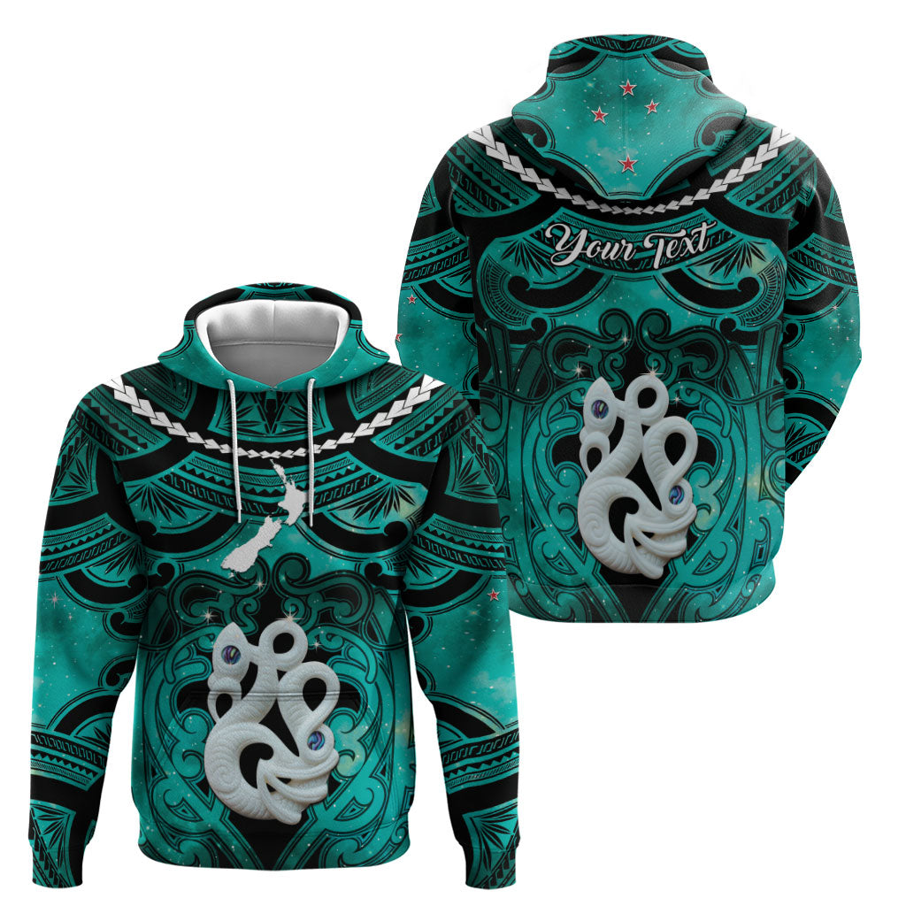 Personalised Maori Matariki Manaia Turquoise Hoodie Maori Kowhaiwhai Pattern Galaxy LT01 - Polynesian Pride