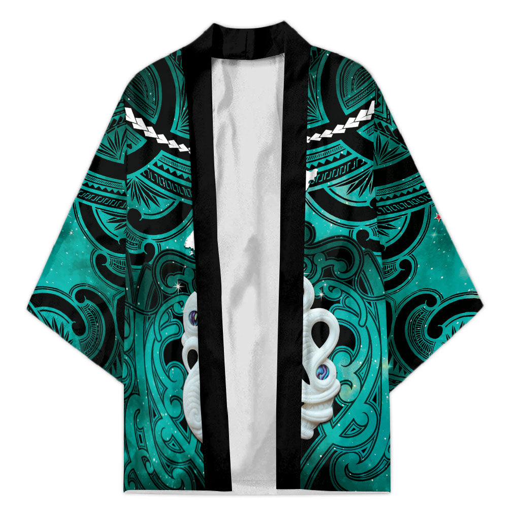 Personalised Maori Matariki Manaia Turquoise Kimono Maori Kowhaiwhai Pattern Galaxy