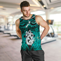 Personalised Maori Matariki Manaia Turquoise Men Tank Top Maori Kowhaiwhai Pattern Galaxy LT01 Turquoise - Polynesian Pride