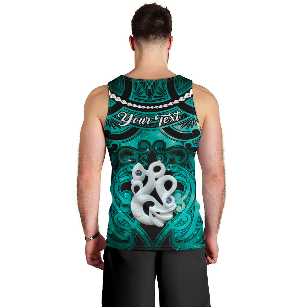 Personalised Maori Matariki Manaia Turquoise Men Tank Top Maori Kowhaiwhai Pattern Galaxy LT01 - Polynesian Pride