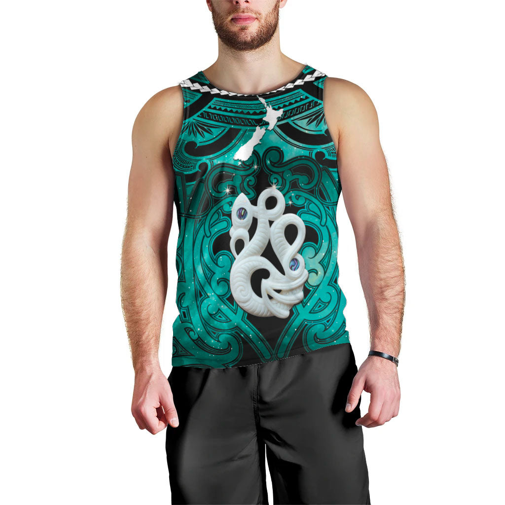 Personalised Maori Matariki Manaia Turquoise Men Tank Top Maori Kowhaiwhai Pattern Galaxy LT01 - Polynesian Pride
