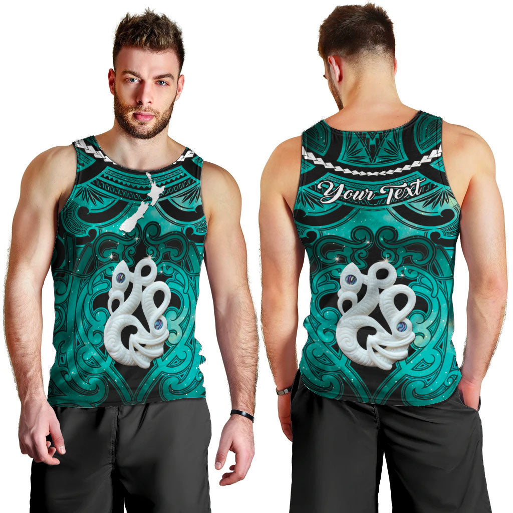 Personalised Maori Matariki Manaia Turquoise Men Tank Top Maori Kowhaiwhai Pattern Galaxy LT01 - Polynesian Pride