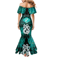 Personalised Maori Matariki Manaia Turquoise Mermaid Dress Maori Kowhaiwhai Pattern Galaxy LT01 - Polynesian Pride