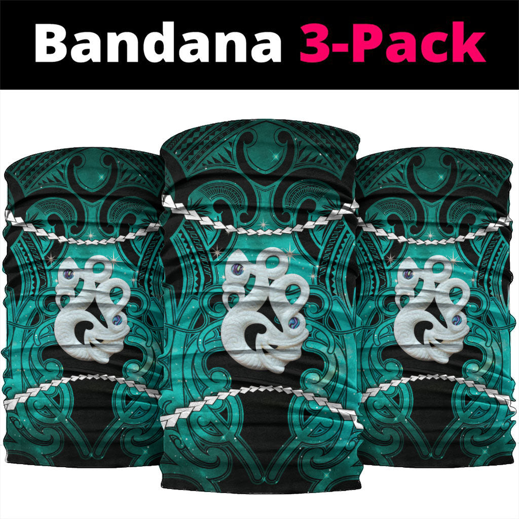 Maori Matariki Manaia Turquoise Neck Gaiter Maori Kowhaiwhai Pattern Galaxy LT01 package One Size: 25*50cm Turquoise - Polynesian Pride