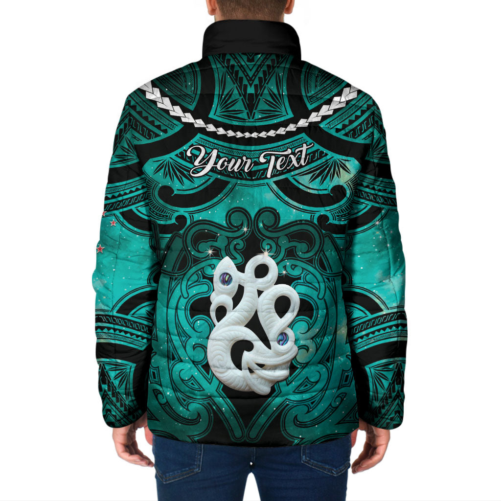 Personalised Maori Matariki Manaia Turquoise Padded Jacket Maori Kowhaiwhai Pattern Galaxy LT01 - Polynesian Pride