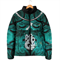 Personalised Maori Matariki Manaia Turquoise Padded Jacket Maori Kowhaiwhai Pattern Galaxy LT01 - Polynesian Pride