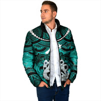 Personalised Maori Matariki Manaia Turquoise Padded Jacket Maori Kowhaiwhai Pattern Galaxy LT01 - Polynesian Pride