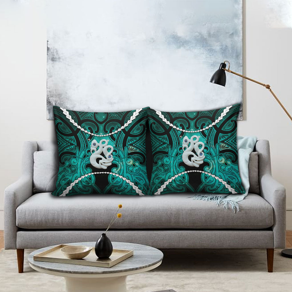 Maori Matariki Manaia Turquoise Pillow Cover Maori Kowhaiwhai Pattern Galaxy LT01 - Polynesian Pride
