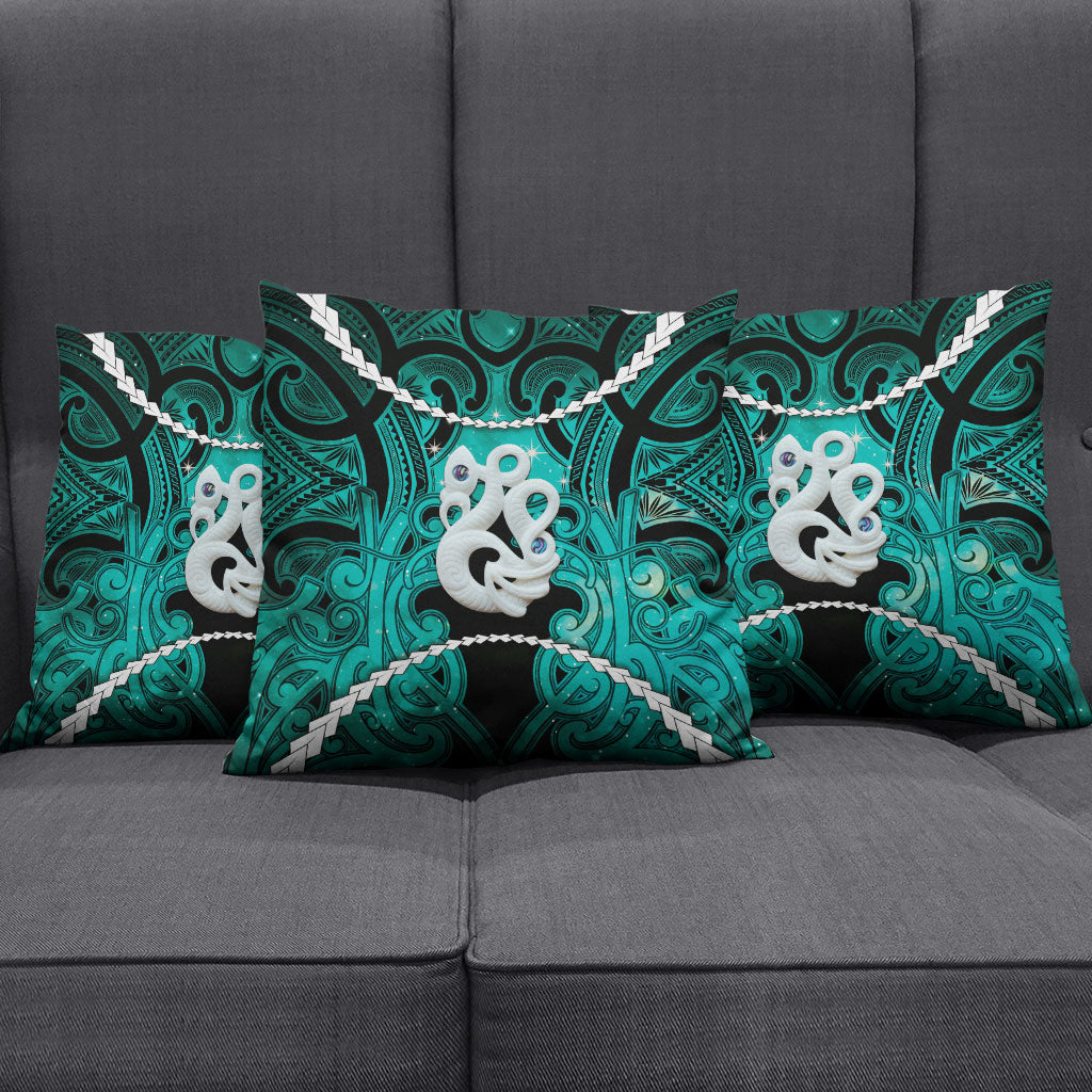 Maori Matariki Manaia Turquoise Pillow Cover Maori Kowhaiwhai Pattern Galaxy LT01 - Polynesian Pride