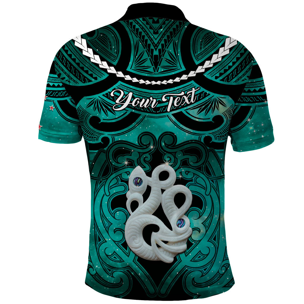 Personalised Maori Matariki Manaia Turquoise Polo Shirt Maori Kowhaiwhai Pattern Galaxy LT01 - Polynesian Pride