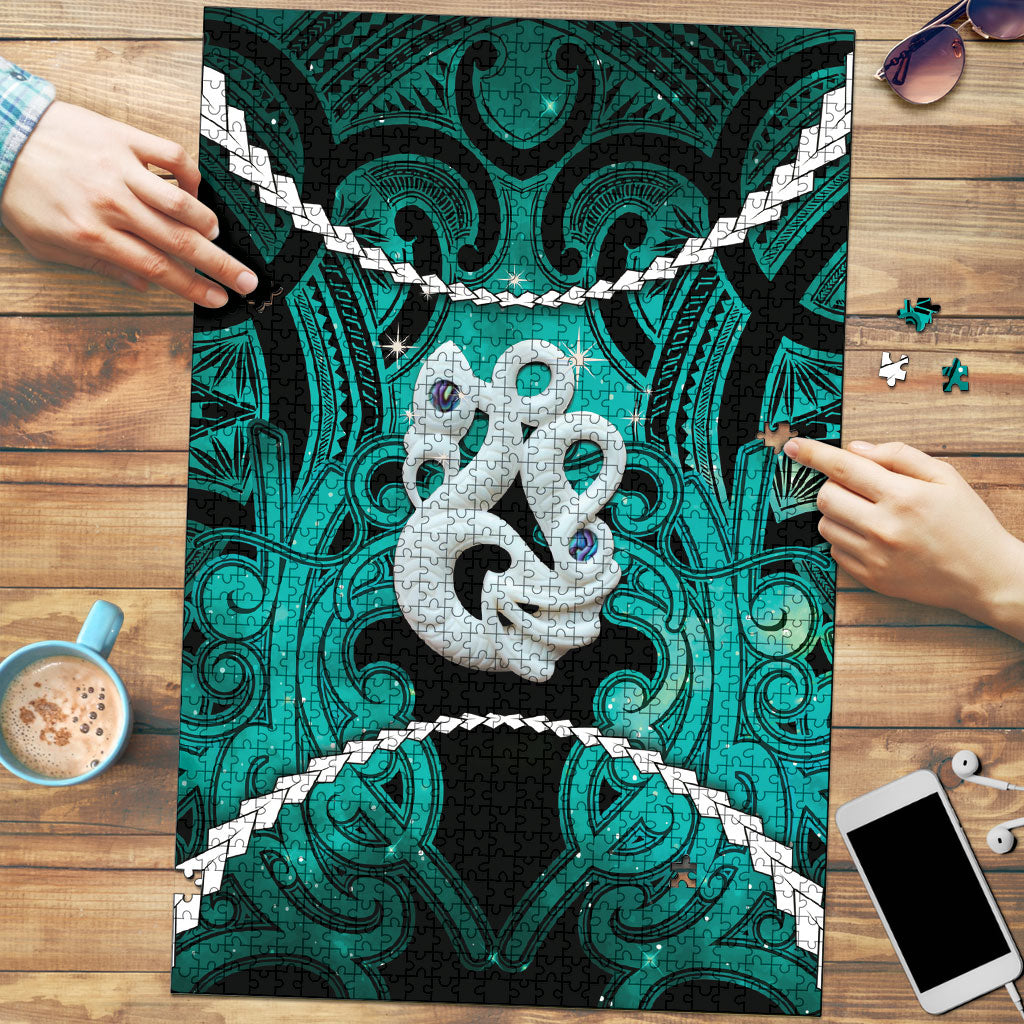 Maori Matariki Manaia Turquoise Puzzle Maori Kowhaiwhai Pattern Galaxy LT01 Turquoise - Polynesian Pride