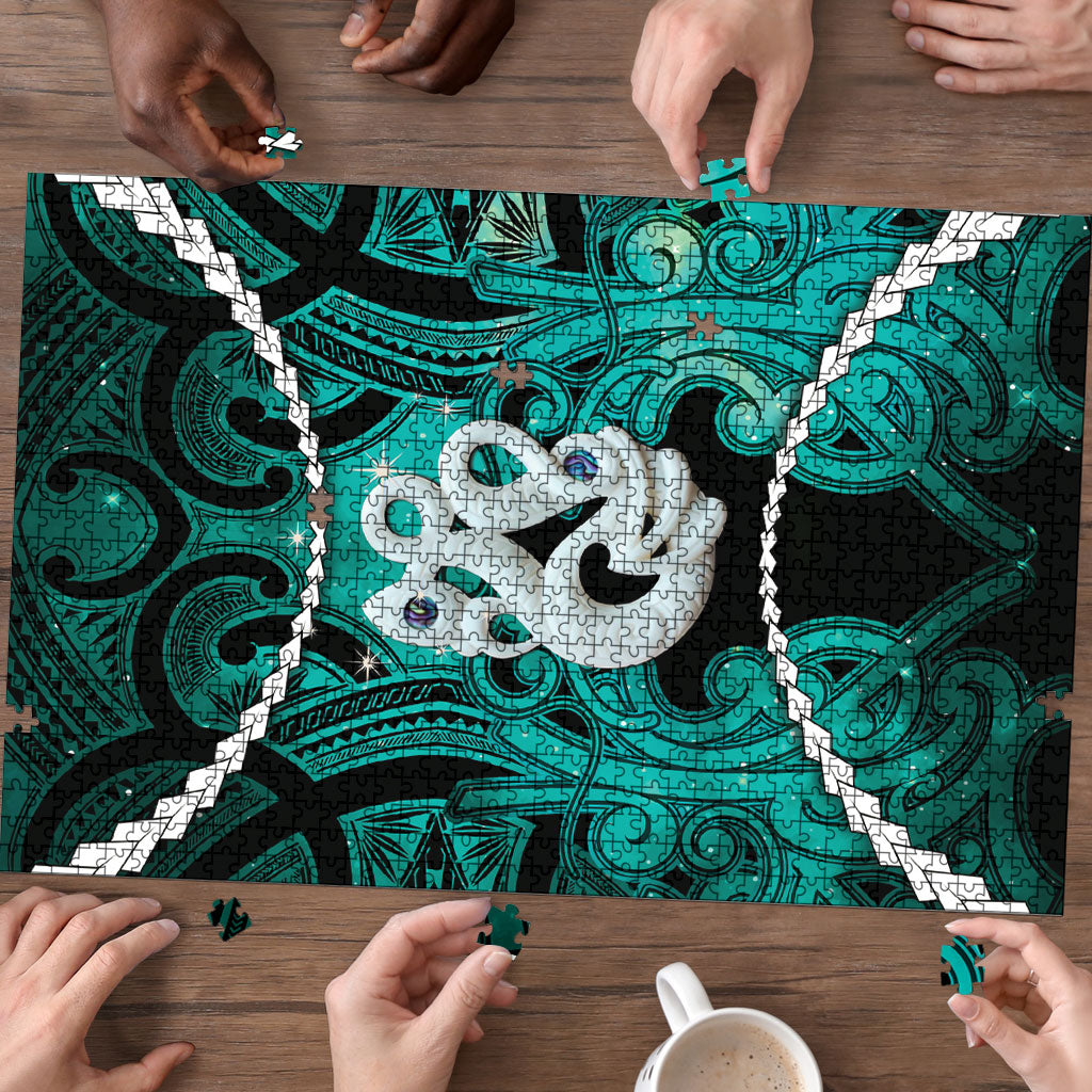 Maori Matariki Manaia Turquoise Puzzle Maori Kowhaiwhai Pattern Galaxy LT01 - Polynesian Pride