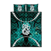 Maori Matariki Manaia Turquoise Quilt Bed Set Maori Kowhaiwhai Pattern Galaxy LT01 - Polynesian Pride