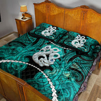 Maori Matariki Manaia Turquoise Quilt Bed Set Maori Kowhaiwhai Pattern Galaxy LT01 - Polynesian Pride