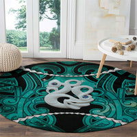 Maori Matariki Manaia Turquoise Round Carpet Maori Kowhaiwhai Pattern Galaxy LT01 - Polynesian Pride