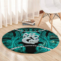 Maori Matariki Manaia Turquoise Round Carpet Maori Kowhaiwhai Pattern Galaxy LT01 - Polynesian Pride