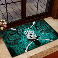 Maori Matariki Manaia Turquoise Rubber Doormat Maori Kowhaiwhai Pattern Galaxy LT01 - Polynesian Pride