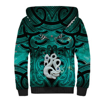 Personalised Maori Matariki Manaia Turquoise Sherpa Hoodie Maori Kowhaiwhai Pattern Galaxy LT01 - Polynesian Pride