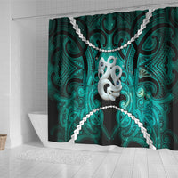 Maori Matariki Manaia Turquoise Shower Curtain Maori Kowhaiwhai Pattern Galaxy