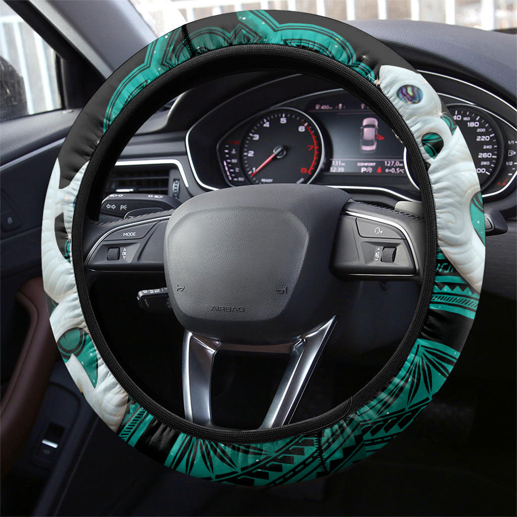 Maori Matariki Manaia Turquoise Steering Wheel Cover Maori Kowhaiwhai Pattern Galaxy LT01 - Polynesian Pride