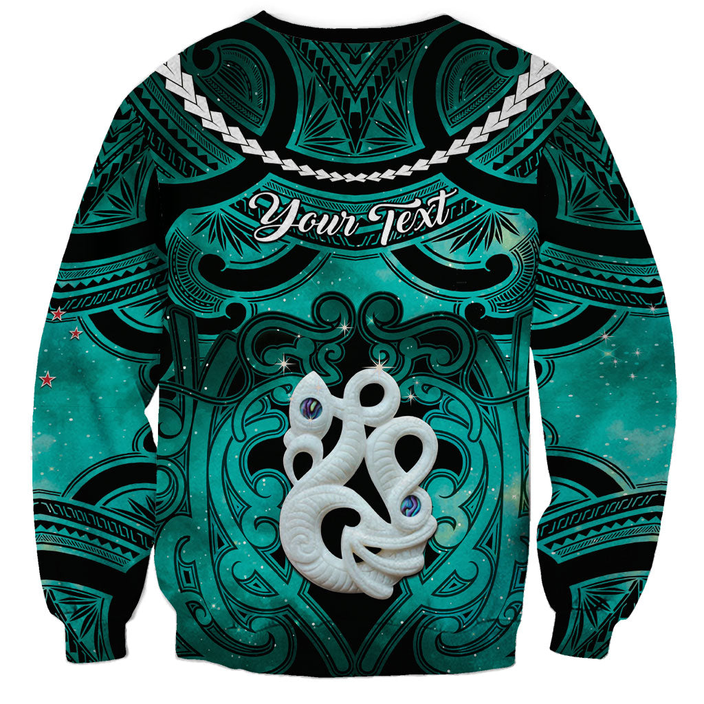 Personalised Maori Matariki Manaia Turquoise Sweatshirt Maori Kowhaiwhai Pattern Galaxy LT01 - Polynesian Pride