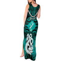 Personalised Maori Matariki Manaia Turquoise Tank Maxi Dress Maori Kowhaiwhai Pattern Galaxy LT01 - Polynesian Pride