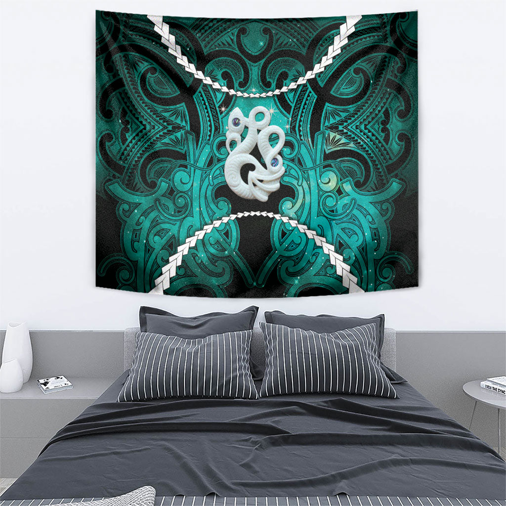 Maori Matariki Manaia Turquoise Tapestry Maori Kowhaiwhai Pattern Galaxy LT01 - Polynesian Pride