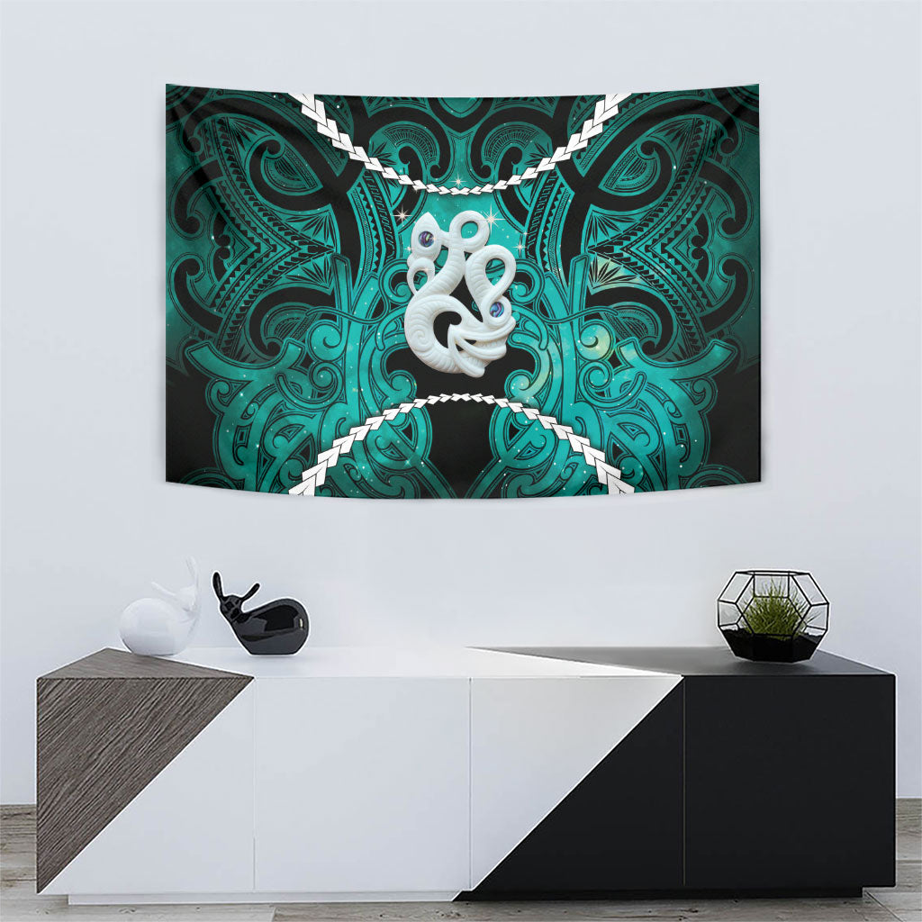 Maori Matariki Manaia Turquoise Tapestry Maori Kowhaiwhai Pattern Galaxy LT01 - Polynesian Pride