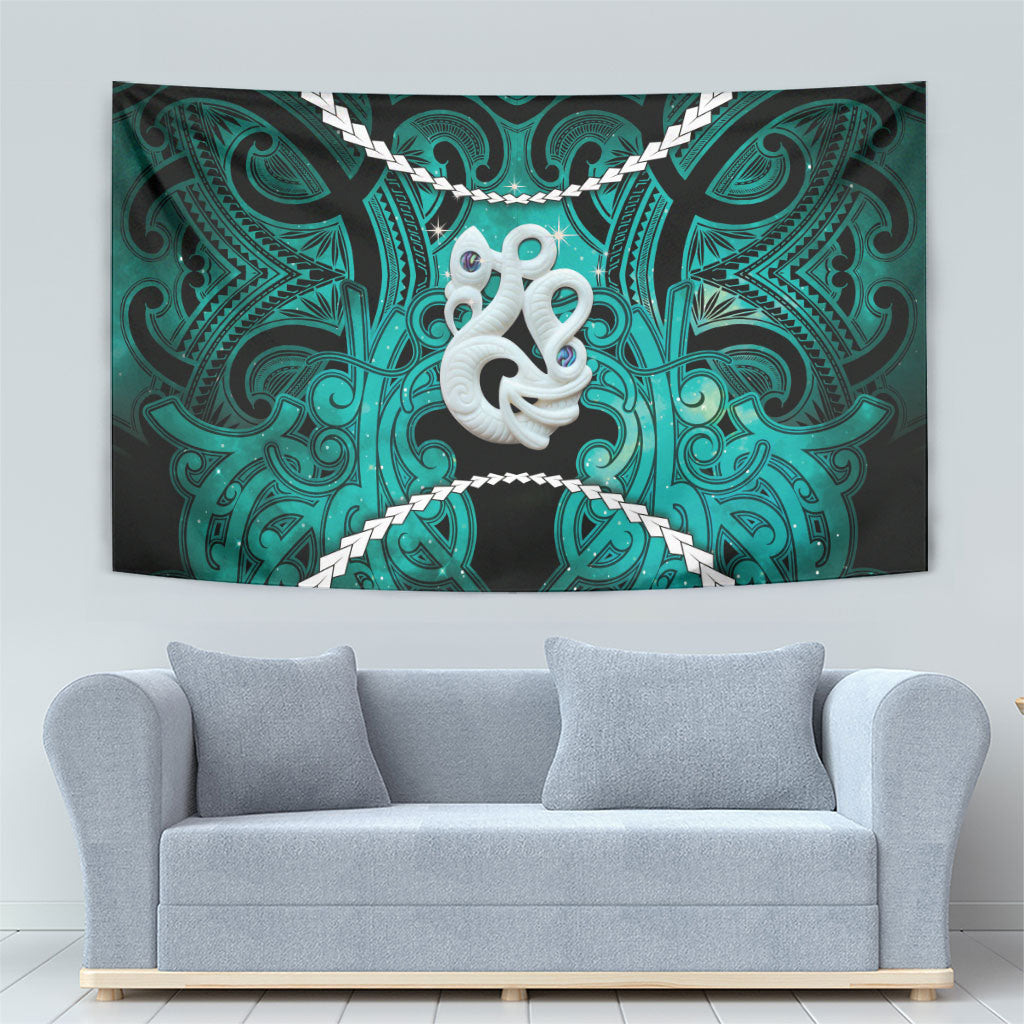 Maori Matariki Manaia Turquoise Tapestry Maori Kowhaiwhai Pattern Galaxy LT01 - Polynesian Pride