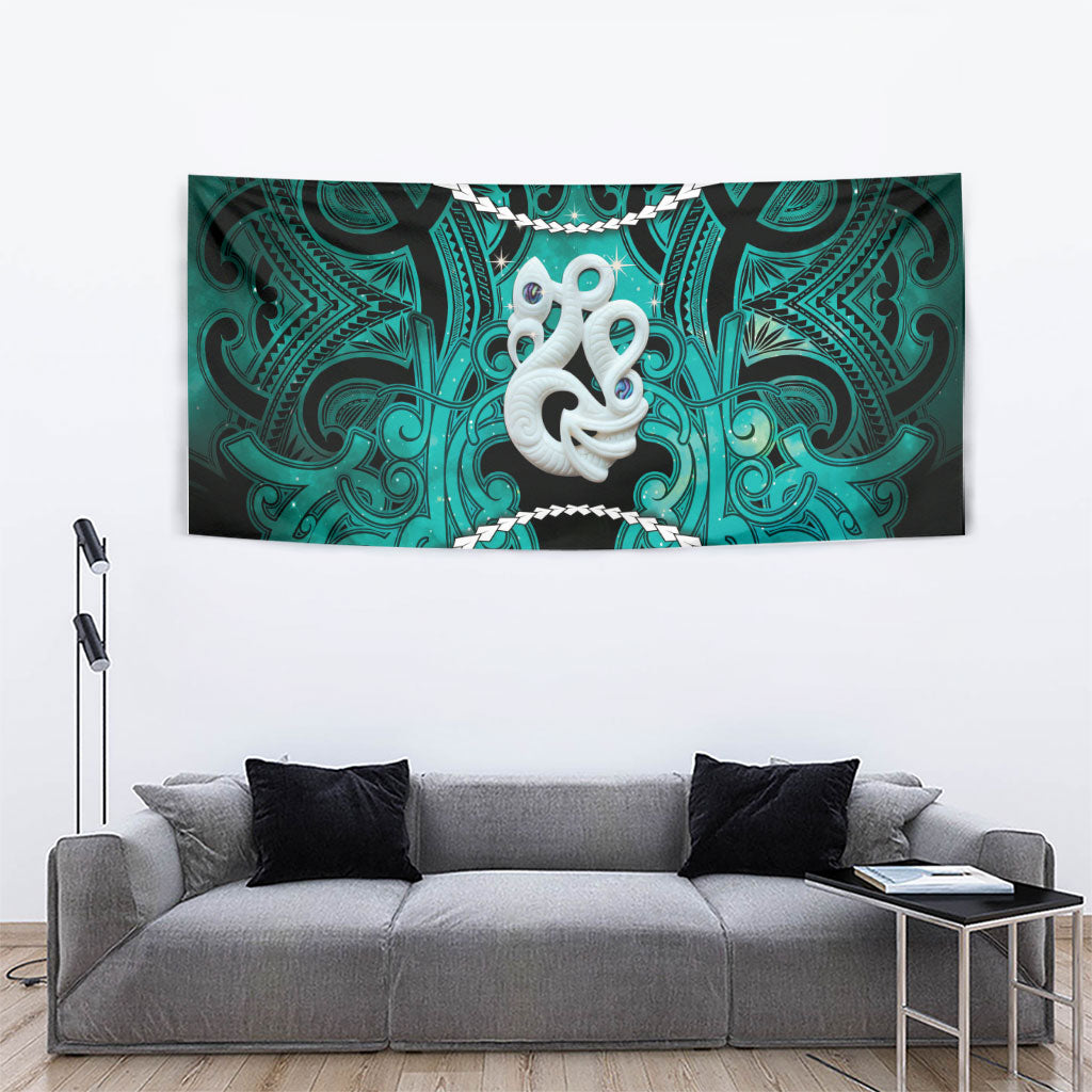 Maori Matariki Manaia Turquoise Tapestry Maori Kowhaiwhai Pattern Galaxy LT01 - Polynesian Pride