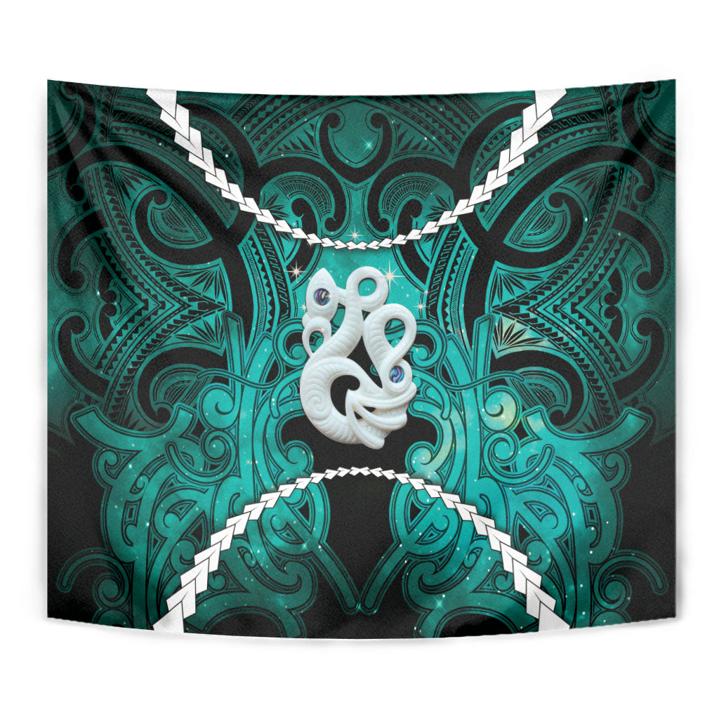Maori Matariki Manaia Turquoise Tapestry Maori Kowhaiwhai Pattern Galaxy LT01 - Polynesian Pride