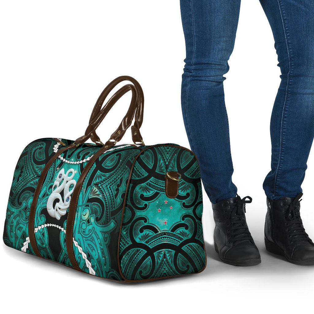 Maori Matariki Manaia Turquoise Travel Bag Maori Kowhaiwhai Pattern Galaxy LT01 - Polynesian Pride