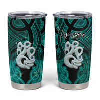 Personalised Maori Matariki Manaia Turquoise Tumbler Cup Maori Kowhaiwhai Pattern Galaxy LT01 Turquoise - Polynesian Pride
