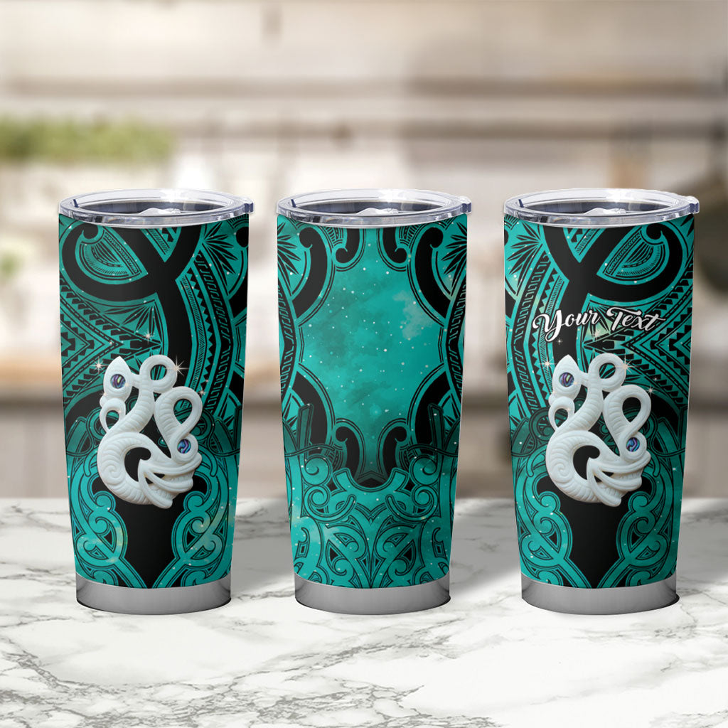 Personalised Maori Matariki Manaia Turquoise Tumbler Cup Maori Kowhaiwhai Pattern Galaxy LT01 - Polynesian Pride