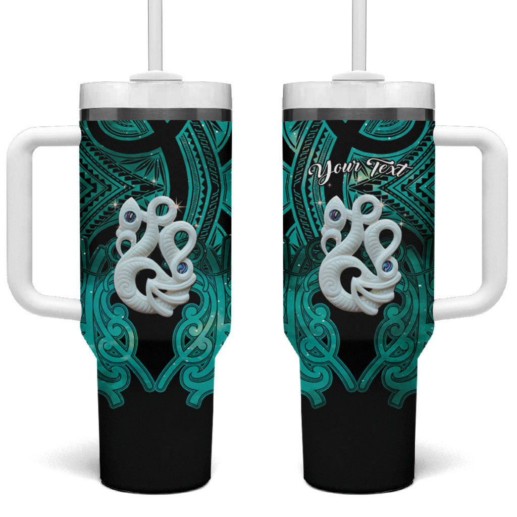 Personalised Maori Matariki Manaia Turquoise Tumbler With Handle Maori Kowhaiwhai Pattern Galaxy