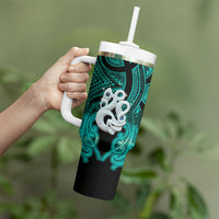 Personalised Maori Matariki Manaia Turquoise Tumbler With Handle Maori Kowhaiwhai Pattern Galaxy