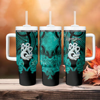 Personalised Maori Matariki Manaia Turquoise Tumbler With Handle Maori Kowhaiwhai Pattern Galaxy
