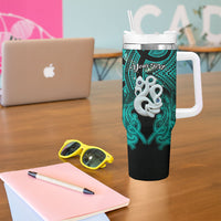 Personalised Maori Matariki Manaia Turquoise Tumbler With Handle Maori Kowhaiwhai Pattern Galaxy