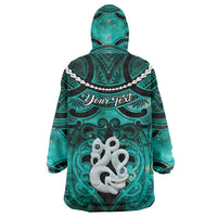 Personalised Maori Matariki Manaia Turquoise Wearable Blanket Hoodie Maori Kowhaiwhai Pattern Galaxy LT01 - Polynesian Pride