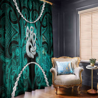 Maori Matariki Manaia Turquoise Window Curtain Maori Kowhaiwhai Pattern Galaxy LT01 - Polynesian Pride